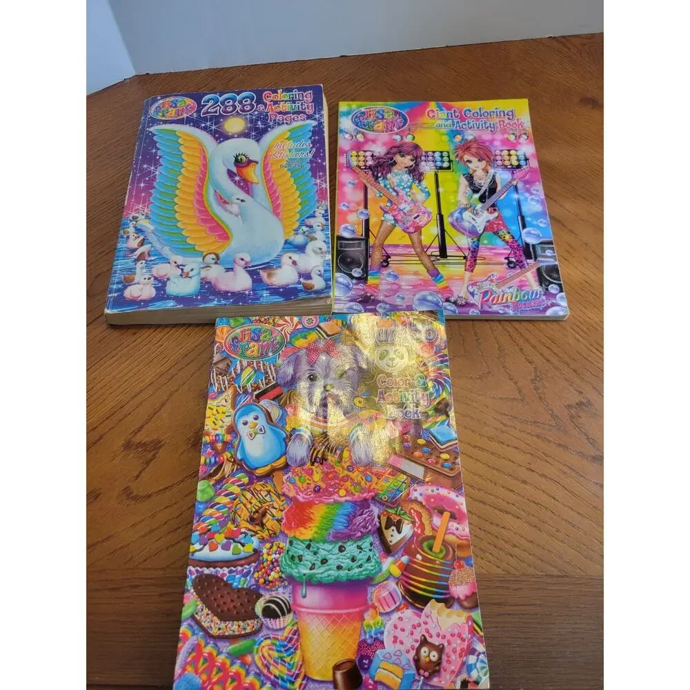 Lot of 3 Lisa Frank Children Girls‎ Paperback Giant Activity and Coloring Books